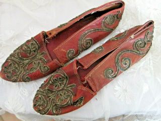 Antique Chinese Shoes with Embroiderd & Inlaid Wooden Platforms 10