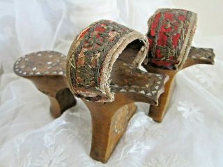 Antique Chinese Shoes with Embroiderd & Inlaid Wooden Platforms 3