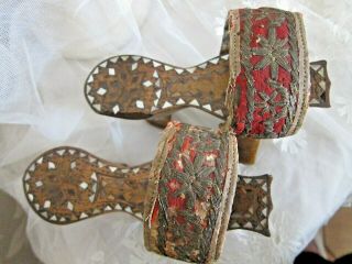 Antique Chinese Shoes with Embroiderd & Inlaid Wooden Platforms 4