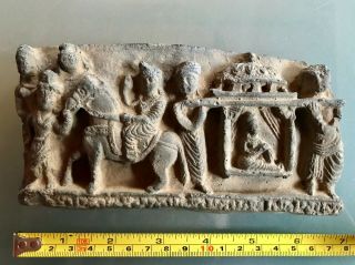 Antique Casting Of Ancient Gandhara Pictorial Schist Stone Relief Grand Tour