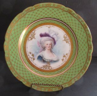 Ambrosius Lann H.  P.  Portrait Plate Marie Antoinette Heavily Gilded & Beaded