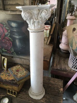 The Best Wood Architectural Column Capital White Chippy Paint 1900s