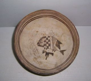 Pre - Columbian Mimbres Black On White Fish Pottery Bowl Artifact 7 3/8 " X 3 1/2 "