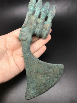 Very Old Roman Bronze Lion Head ancient old Antique Axe 3