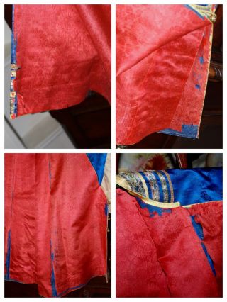 QING Chinese Kesi Embroidered Blue Silk Formal Manchu Chaufu Zen Robe Textile 1 12