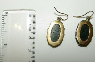 EXQUISITE,  ANTIQUE VICTORIAN CHINESE 9 CT GOLD IMPERIAL DARK GREEN JADE EARRINGS 5