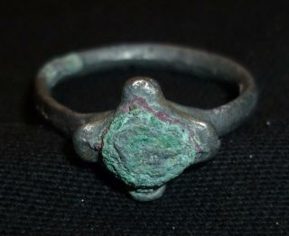 Knight Templar Silver RING with CROSS and STONE GEM Circa 11th - 12th Century AD 2