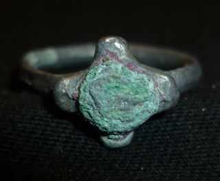 Knight Templar Silver RING with CROSS and STONE GEM Circa 11th - 12th Century AD 3