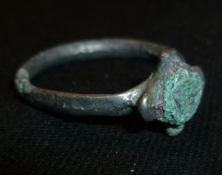 Knight Templar Silver RING with CROSS and STONE GEM Circa 11th - 12th Century AD 4