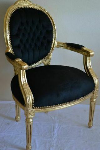 4 Louis Xvi Arm Chairs French Style Chairs Furniture Black And Gold Wood