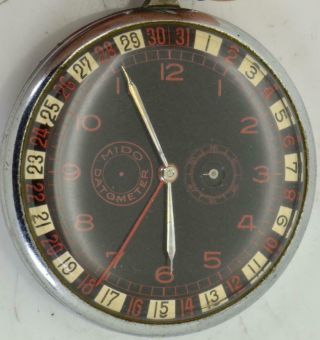 Very rare&highly collectible antique Mido Datometer pocket watch.  Roulette dial 4