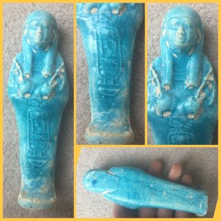 Very Rare Ancient Large Egyptian Blue Stone Shabti Ushabti,  C664 - 332 Bc