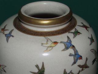 Antique Japanese Satsuma Vase with Rooster and Bird Decoration Signed 4