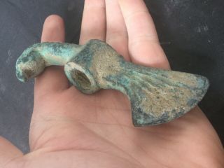 Rare Ancient Luristan Zoomorphic Bird Large Bronze Axe Head C1200bc