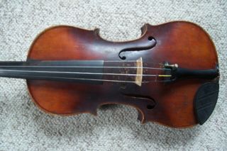 Antique Full Size Strad Labeled Violin Carved Peg Box 2