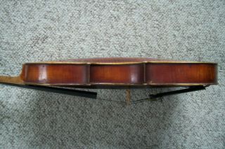 Antique Full Size Strad Labeled Violin Carved Peg Box 3