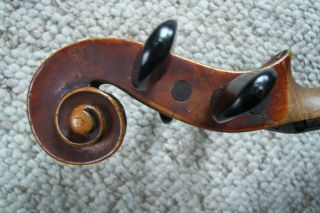 Antique Full Size Strad Labeled Violin Carved Peg Box 5