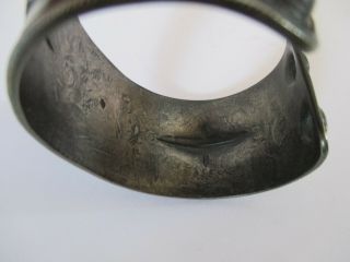 Very Fine Old Navajo Coin Silver Repousse Ingot with Turquoise Cuff Bracelet 11