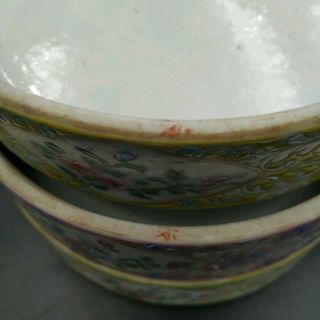 Antique Chinese Famille Rose Porcelain Stacking Container Bowls Dishes 8