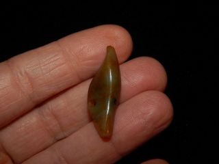 Authentic Pre - Columbian Jade Pendant Bead,  Very Rare Carved Bead,  Costa Rica 7