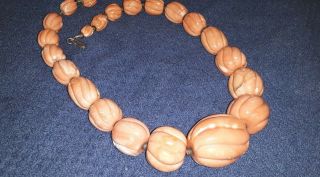 Vintage Hand Carved Coral Large Bead Necklace 176.  6 Grams 10