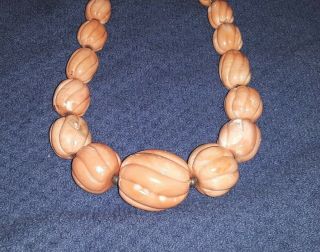 Vintage Hand Carved Coral Large Bead Necklace 176.  6 Grams 2