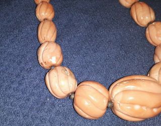 Vintage Hand Carved Coral Large Bead Necklace 176.  6 Grams 3