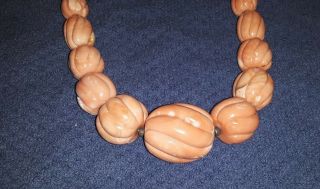 Vintage Hand Carved Coral Large Bead Necklace 176.  6 Grams 5