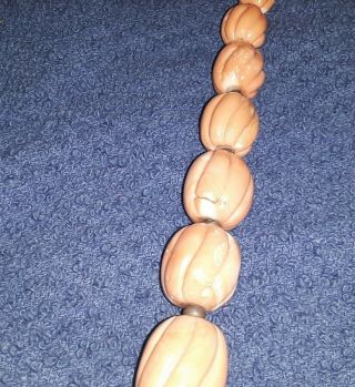 Vintage Hand Carved Coral Large Bead Necklace 176.  6 Grams 6