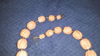 Vintage Hand Carved Coral Large Bead Necklace 176.  6 Grams 7
