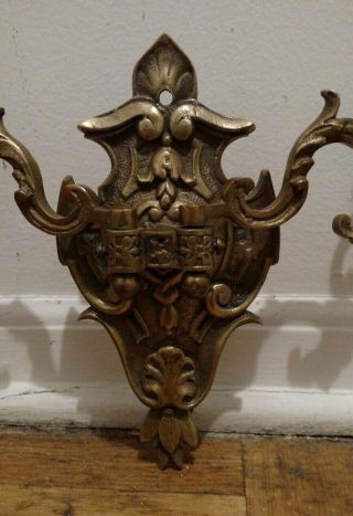 ANTIQUE BRASS OR BRONZE WALL SCONES CANDLE HOLDER MOVEABLE ARMS 3