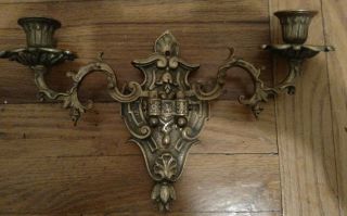 ANTIQUE BRASS OR BRONZE WALL SCONES CANDLE HOLDER MOVEABLE ARMS 4