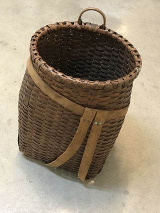 Antique Woven Trappers Backpack Basket 1880 Maine Lake Camp Trapper