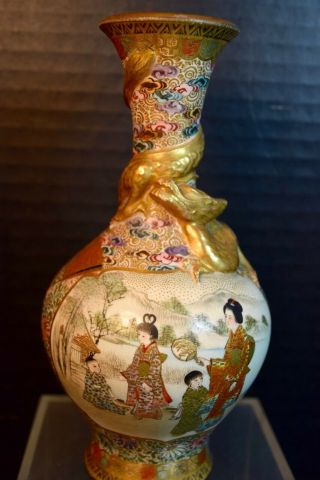 Fine 19th Century Satsuma Cabinet Vase with Dragon 2