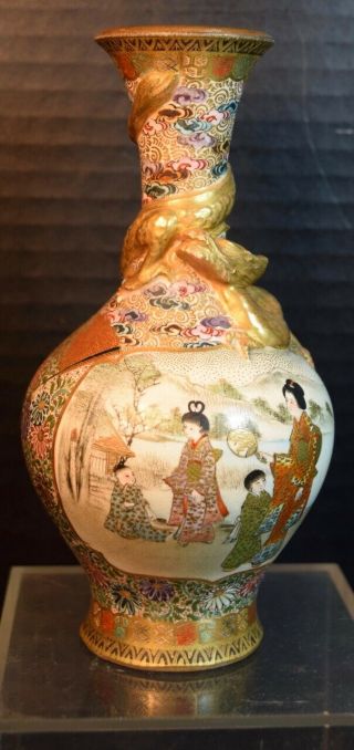 Fine 19th Century Satsuma Cabinet Vase with Dragon 5