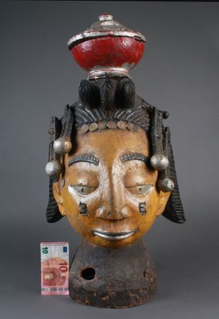 Enormous Yoruba Painted Egungun Ceremonial Mask