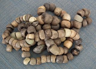 Ancient Bead 500 - 100 B.  C.  Pre - Columbian Mezcala Guerrero Stone Beads Necklace