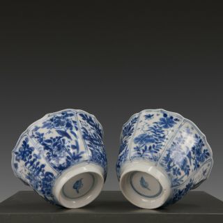 fine Chinese B&W porcelain moulded tea bowls,  Kangxi,  ca.  1700. 2