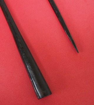 TWO LARGE AFRICAN TRIBAL ART BLACK PAINTED CAST METAL SPEAR HEADS POSSIBLY ZULU? 5