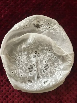 Stunning Antique Early 19th C.  LADIES BONNET Needle Normandy lace on Muslin 8