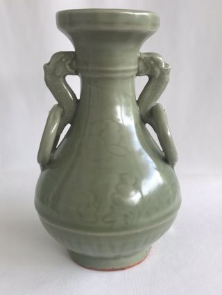 Chinese Yuan Dynasty 14th Century Longquan Celadon Ring Handle Jar