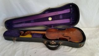 Antique Violin/fiddle W/case For Restoration/repair