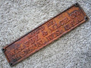Orange Wisconsin Foundry & Machine Co.  Cast Iron Plaque Sign Madison WI History 2