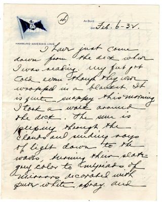 1932 Handwritten Trip Diary SS Hamburg 32pg On board GREAT Description Pittsburg 6