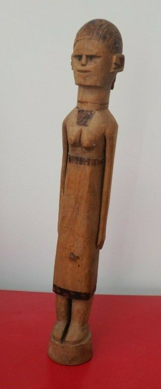 Large Colonial Era East African Tribal Art Wooden Luguru Female Figure Tanzania