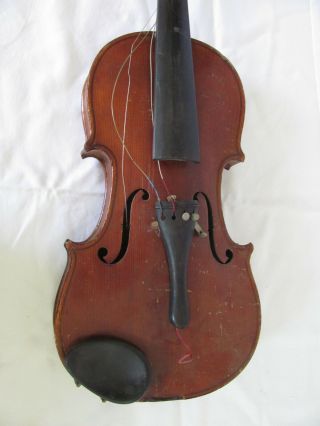 Antique Violin w/ Wood Case & 2 Bows Germany 10