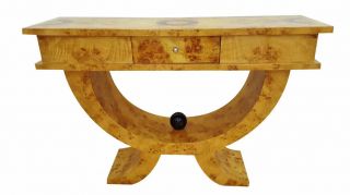 Extraordinay Art Deco olive wood with Maple and Walnut marquetry Console Table 3
