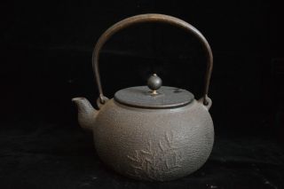 Tetsubin Teapot Tea Kattle Japanese Antique Iron Japan T387 2