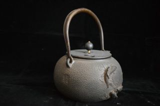 Tetsubin Teapot Tea Kattle Japanese Antique Iron Japan T387 3