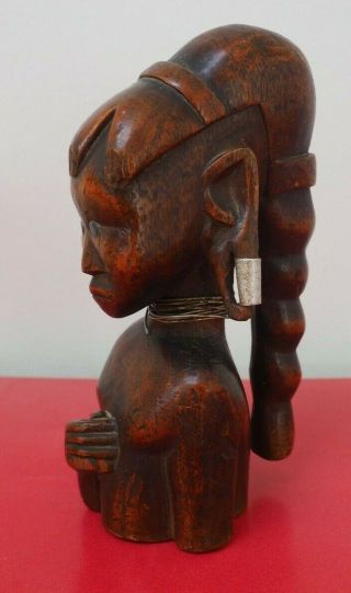 FINE OLD EAST AFRICAN TRIBAL ART WOODEN CARVED KENYA KAMBA BUST WITH METAL EYES 3